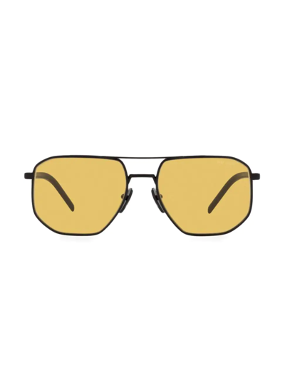 Shop Prada Men's 57mm Square Sunglasses In Matte Black