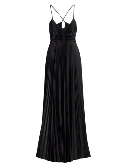 Shop A.l.c Women's Aries Floor-length Pleated Gown In Black