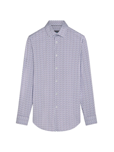 Shop Bugatchi Men's James Geometric Floral Ooohcotton Long-sleeve Button-down Shirt In Plum