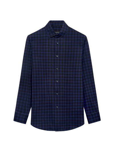 Shop Bugatchi Men's James Plaid Ooohcotton Long-sleeve Button-down Shirt In Night Blue