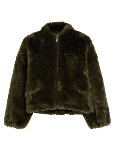 Shop Proenza Schouler White Label Women's Faux Fur Cropped Jacket In Military