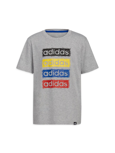 Adidas Originals Kids' Boy's Sketchy Linear Logo T-shirt In Grey | ModeSens