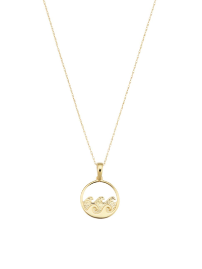 Shop Oradina Women's 14k Yellow Gold Making Waves Pendant Necklace