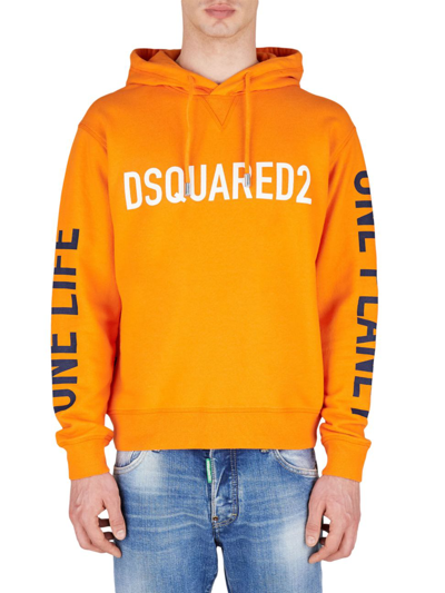 Shop Dsquared2 Men's Olop Logo Cotton Hoodie In Burnt Orange