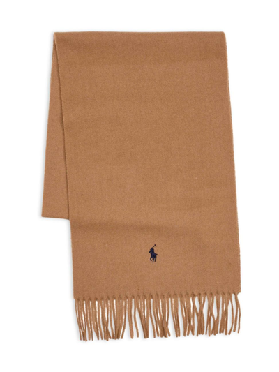 Shop Polo Ralph Lauren Wool-blend Scarf In Honey Brown