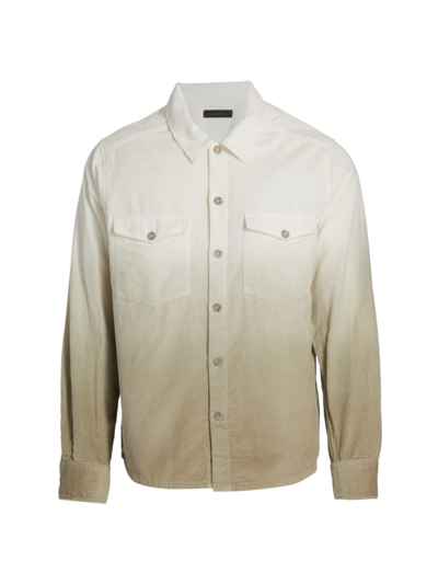 Shop Saks Fifth Avenue Men's Slim-fit Ombre Corduroy Shirt Jacket In Egret Smoke Gray