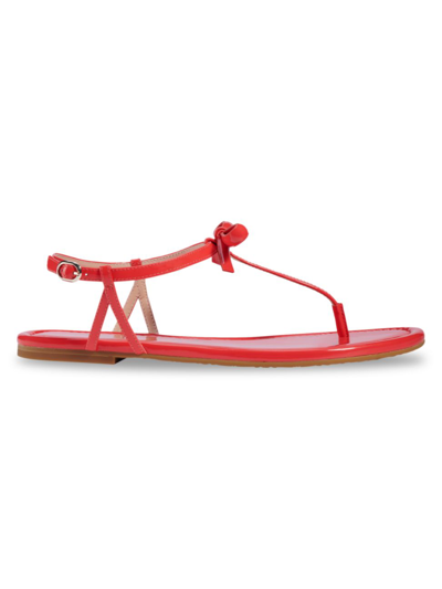 Shop Kate Spade Women's Piazza Patent Leather Ankle-strap Thong Sandals In Coral Rose