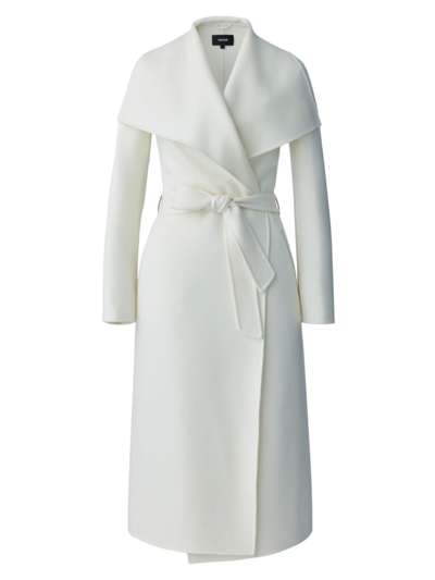 Shop Mackage Women's Belted Light Wool Coat In Cream