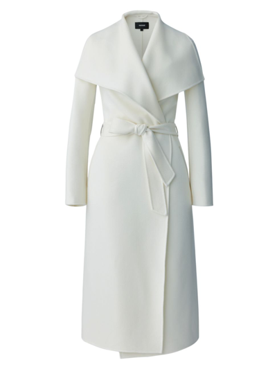 Mackage Mai Wool Belted Wrap Coat In Cream