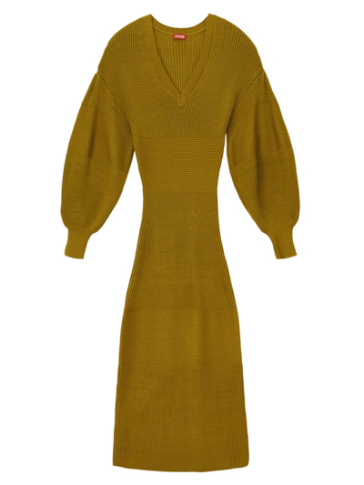 Shop Staud Women's Carnation Puff-sleeve Sweaterdress In Olive