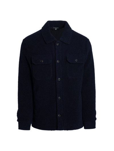 Shop Saks Fifth Avenue Men's Slim-fit Blue Sherpa Shacket In Navy Blazer