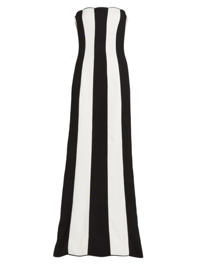 Shop Valentino Women's Scalloped Crepe Gown In Black Ivory