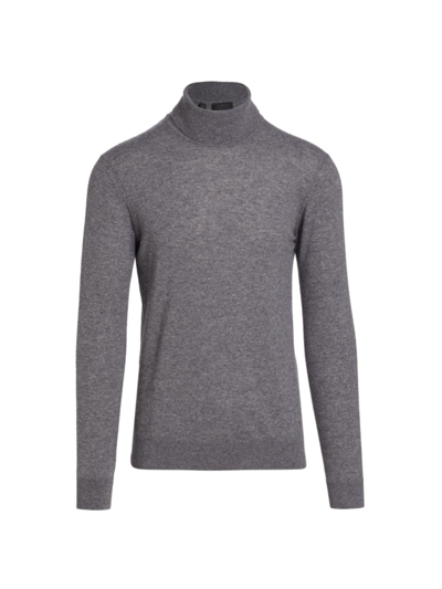 Shop Saks Fifth Avenue Men's Collection Lightweight Cashmere Turtleneck Sweater In Gull