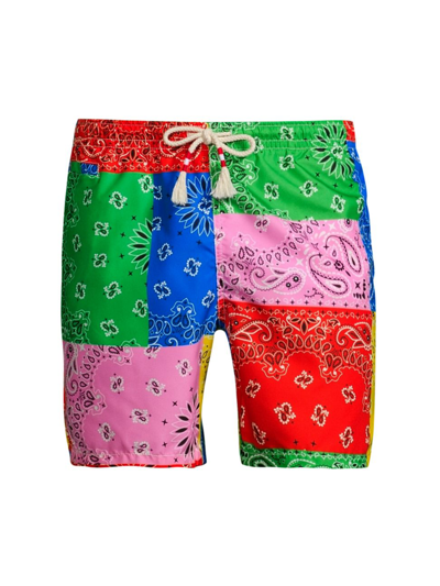 Shop Mc2 Saint Barth Men's Handkerchief Swim Shorts In Bandana