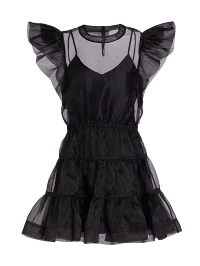 Shop Jonathan Simkhai Women's Monique Ruffled Organza Minidress In Black