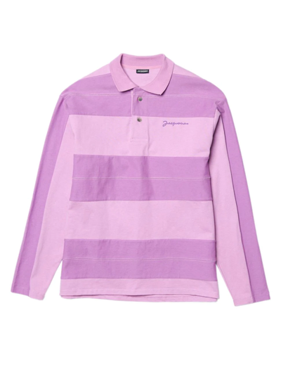 Shop Jacquemus Men's Le Polo Raye Striped Top In Lilac