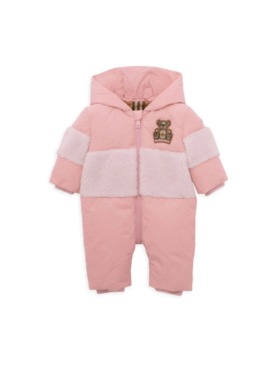 Shop Burberry Baby Girl's Ray Bear Puffer Coverall In Light Blossom Pink