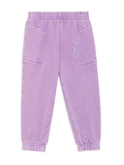 Shop Something Navy Little Girl's & Girl's Classic Cotton Jogger Pants In Purple