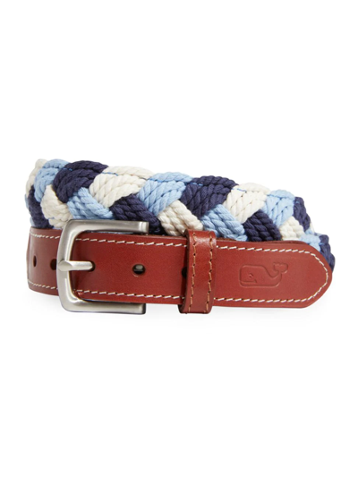 Shop Vineyard Vines Boy's Colorblock Braided Belt In Faded Indigo