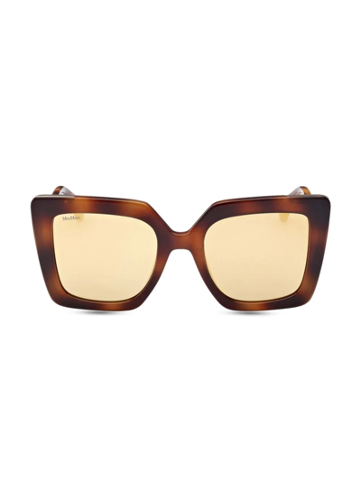 Shop Max Mara Women's Design 52mm Square Sunglasses In Dark Havana