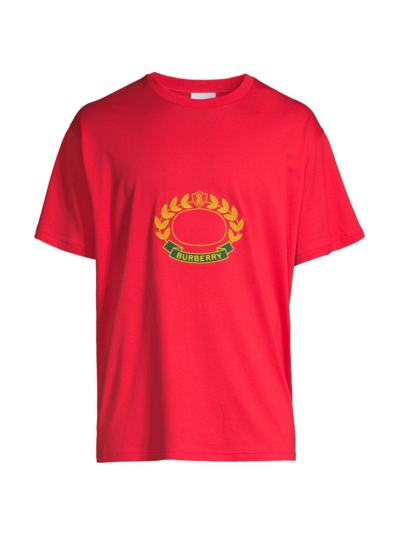 Shop Burberry Men's Purley Crest T-shirt In Bright Red