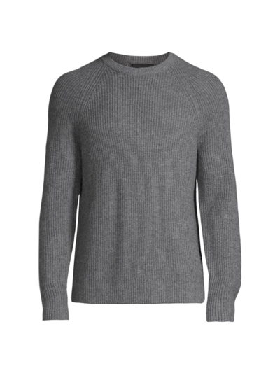 Shop Vince Men's Raglan Ribbed Crewneck Sweater In Medium Grey