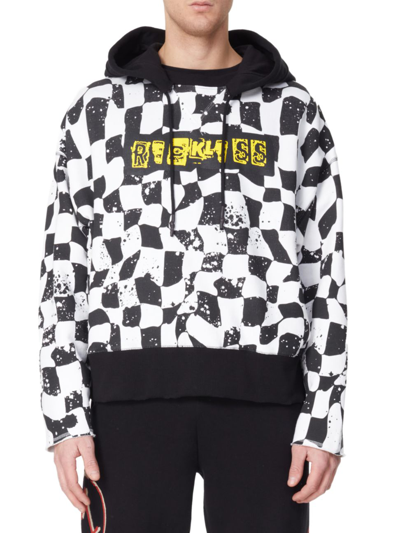 Shop Elevenparis Men's Checkered Hoodie Sweatshirt In Black Aop