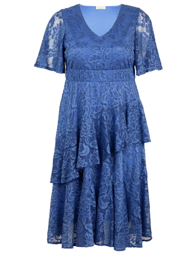 Shop Kiyonna Women's Lace Affair Cocktail Dress In Blue Moon