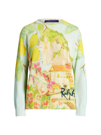 Shop Ralph Lauren Women's Printed Cotton Crewneck Sweater In Neutral