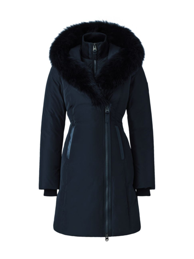 Shop Mackage Women's Kay Shearling-collar Down Coat In Black