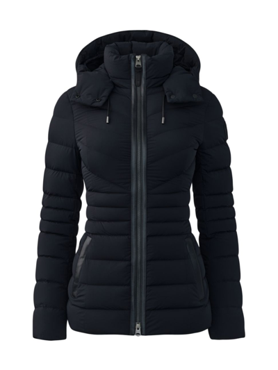 Shop Mackage Women's Patsy Hooded Stretch Down Jacket In Black