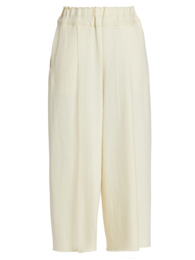 Shop Issey Miyake Women's Campagne Wide-leg Pants In Off White