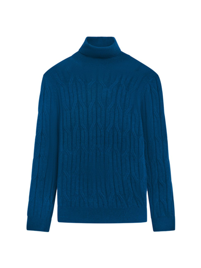 Shop Bugatchi Men's Cable Turtleneck Sweater In Cobalt