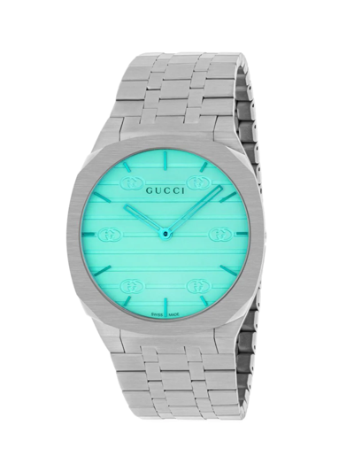 Shop Gucci Men's 25th Collection Stainless Steel Bracelet Watch In Silver