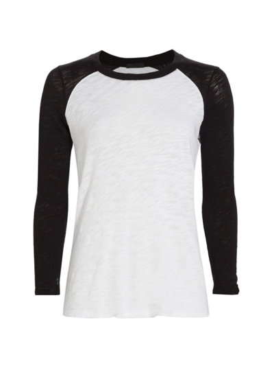 Shop Atm Anthony Thomas Melillo Women's Destroyed Baseball T-shirt In White Combo