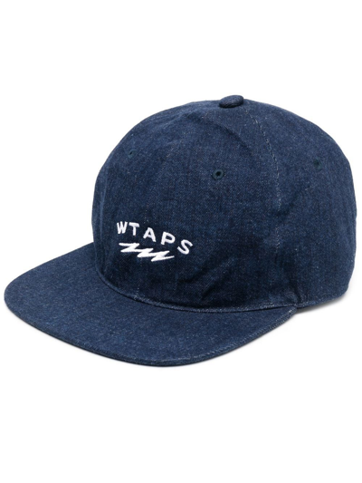 Shop Wtaps Embroidered-logo Denim Cap In Blau