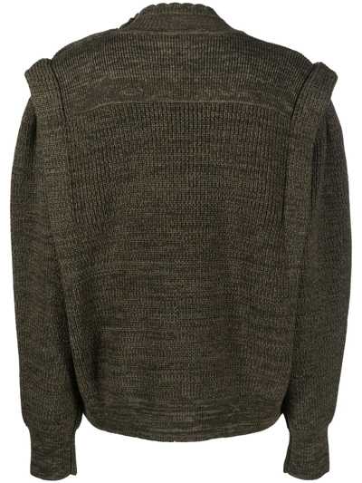 Shop Isabel Marant Étoile Meerya Padded-shoulder Knit Jumper In Green