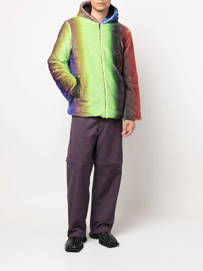 Shop Agr Gradient-effect Faux-fur Jacket In Grün