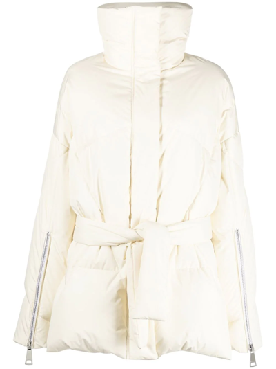 Shop Khrisjoy New Iconic Belted Puffer Jacket In Neutrals