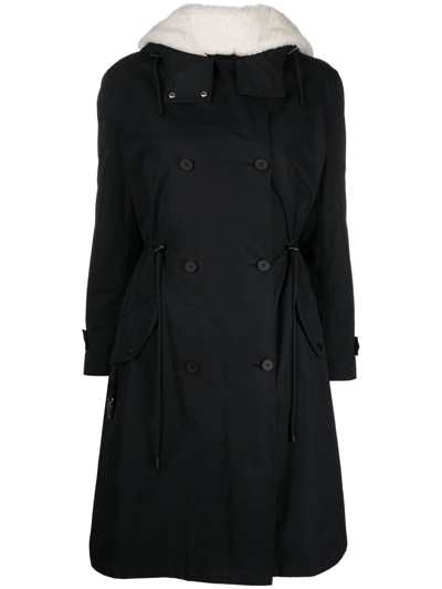 Shop Yves Salomon Shearling Parka Coat In Black