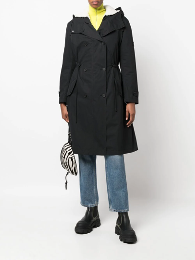 Shop Yves Salomon Shearling Parka Coat In Black