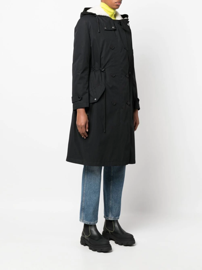 Shop Yves Salomon Shearling Parka Coat In Black