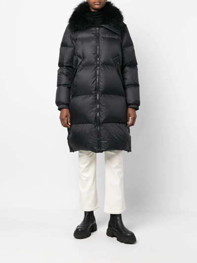 Yves Salomon Shearling-collar Feather-down Coat In Black