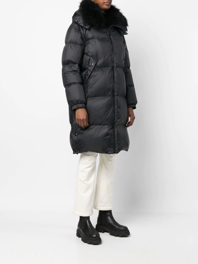 Yves Salomon Shearling-collar Feather-down Coat In Black