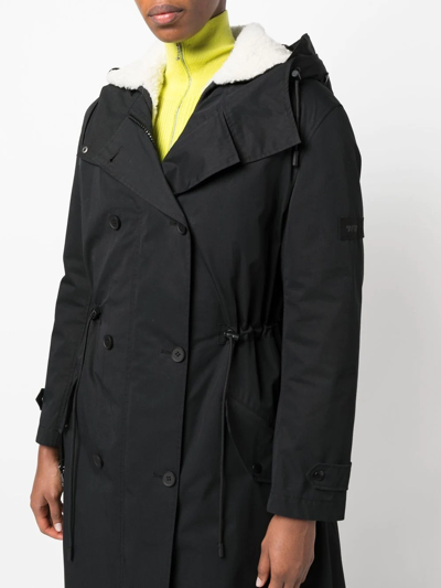 Shop Yves Salomon Shearling Parka Coat In Black