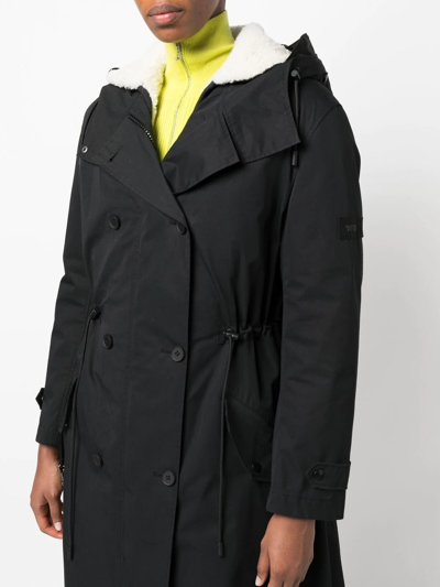 Yves Salomon Shearling Parka Coat In Black
