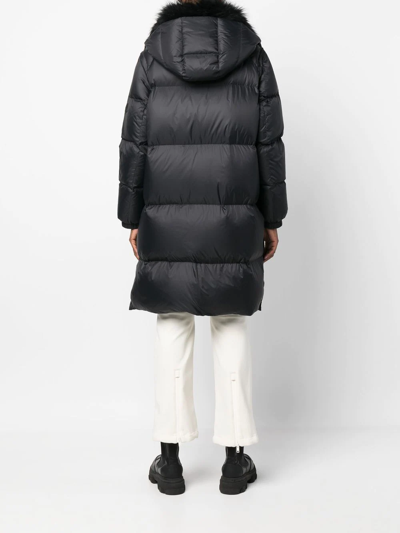 Yves Salomon Shearling-collar Feather-down Coat In Black