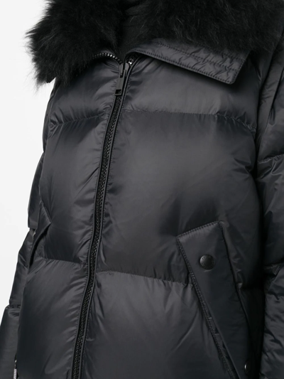 Yves Salomon Shearling-collar Feather-down Coat In Black