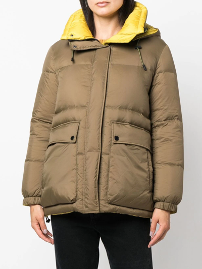 Yves Salomon Two-tone Reversible Down Jacket In Green