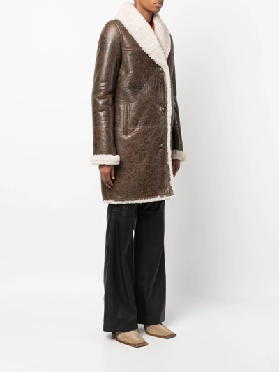 Yves Salomon Meteo Single-breasted Shearling Coat In Braun